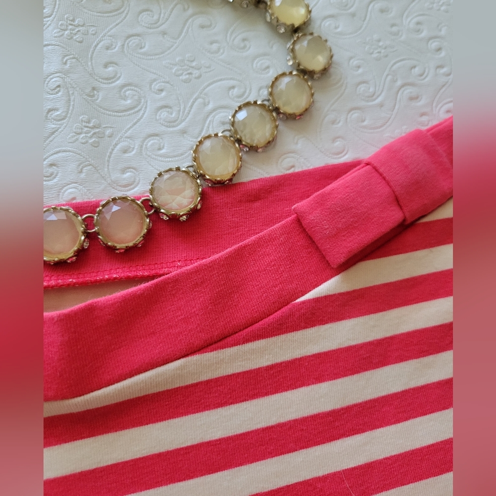 Kate Spade  pink corral Stripe 3/4 Sleeve Boatneck Blouse Women’s Size XL - Picture 6 of 10